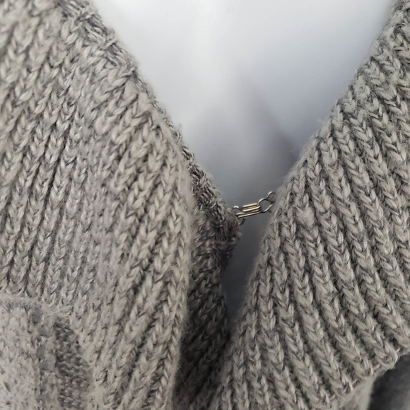 Grey Sweater Knit Long Sleeve Cardigan Draped Ruffle Girly Feminine Layering Top - Picture 6 of 8